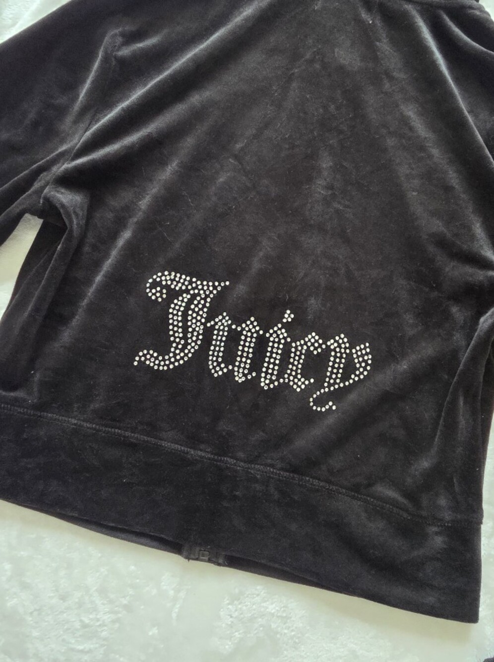 NWT Juicy Couture OG Bling Liquorice Black Velour Tracksuit Set Rhinestone Logo - Picture 3 of 15